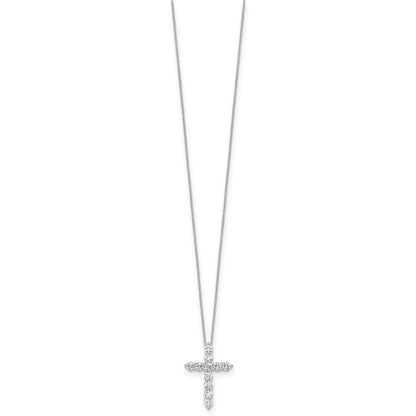 10k White Gold 3/4 carat Lab Grown Diamond VS/SI+ G+ Complete 18 inch Cross Pendant Necklace