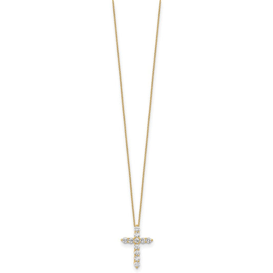 10k 3/4 carat Lab Grown Diamond VS/SI+ G+ Complete 18 inch Cross Pendant Necklace