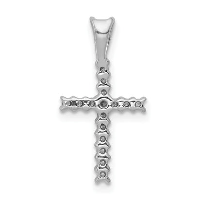 10K White Gold 1/6 carat Diamond Latin Cross Pendant
