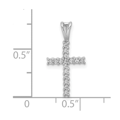 10K White Gold 1/6 carat Diamond Latin Cross Pendant
