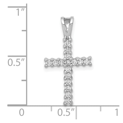 10K White Gold 1/4 carat Diamond Latin Cross Pendant