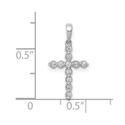 10K White Gold 1/10 carat Diamond Cross Pendant
