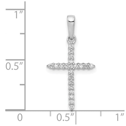 10K White Gold 1/6 carat Diamond Cross Pendant