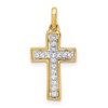 10K and White Rhodium 1/8 carat Diamond Cross Pendant