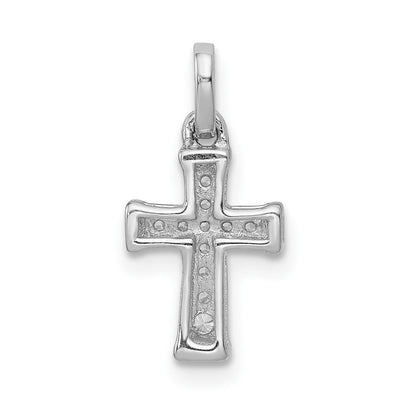 10K White Gold Small 1/20 carat Diamond Latin Cross Pendant