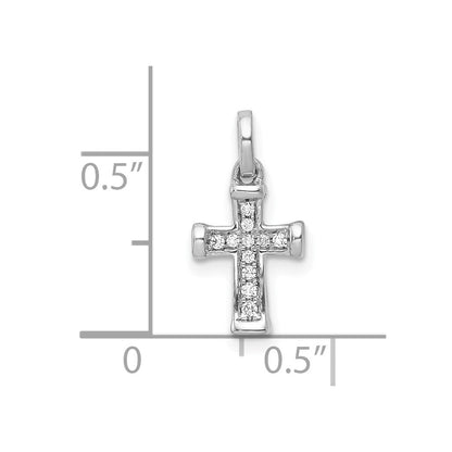10K White Gold Small 1/20 carat Diamond Latin Cross Pendant