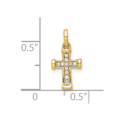 10K Small 1/20 carat Diamond Latin Cross Pendant