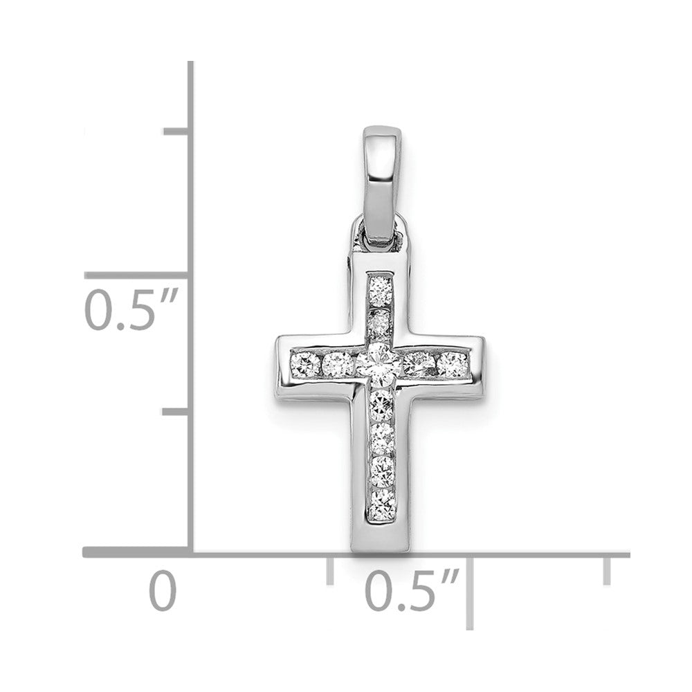 10K White Gold 1/6ct. Diamond Latin Cross Pendant