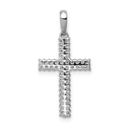 10K White Gold 1/4 carat Diamond Latin Cross Pendant