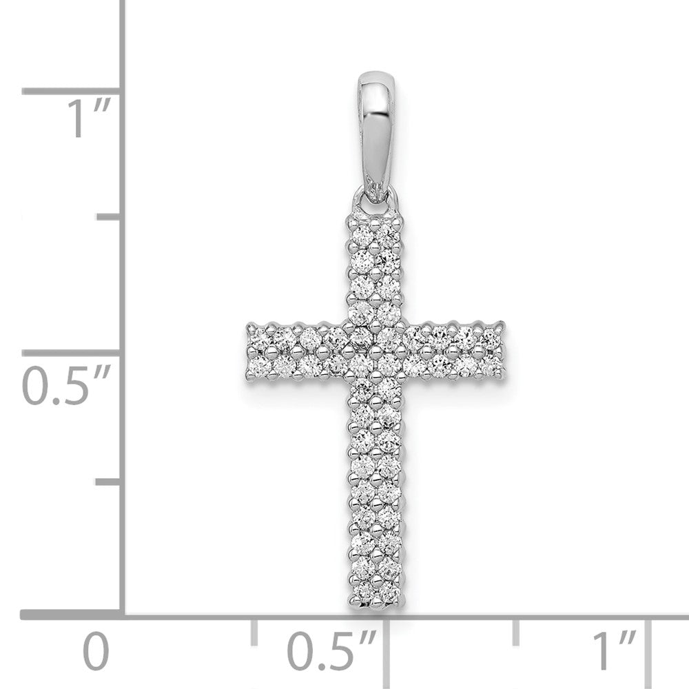 10K White Gold 1/4 carat Diamond Latin Cross Pendant
