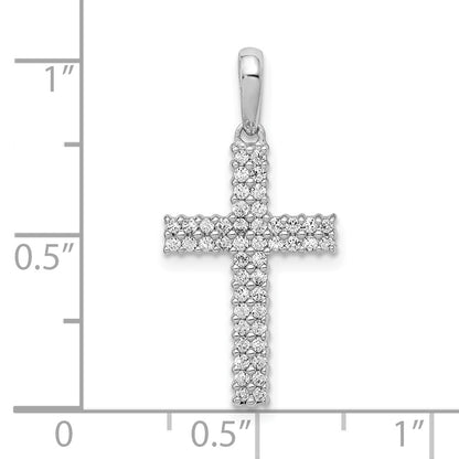 10K White Gold 1/4 carat Diamond Latin Cross Pendant