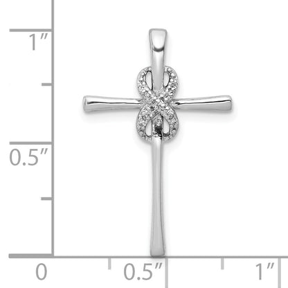 10K White Gold .03 carat Diamond Infinity Cross Chain Slide