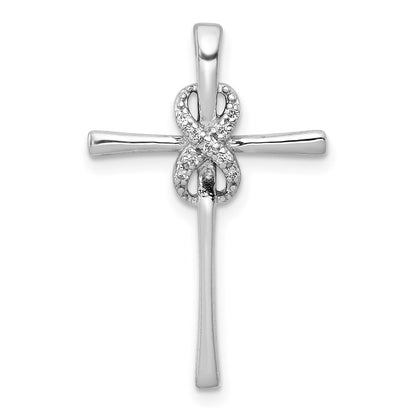 10K White Gold .03 carat Diamond Infinity Cross Chain Slide