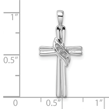 10K White Gold Holds 3-1.6mm Diamond Cross Pendant Mounting