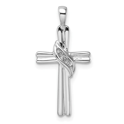 10K White Gold Holds 3-1.6mm Diamond Cross Pendant Mounting