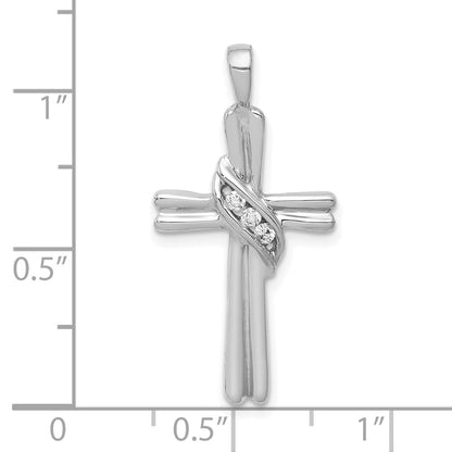 10K White Gold 1/20 carat AA Diamond Cross Pendant