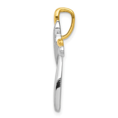 10K Two-tone 1/20 carat Diamond Cross Slide Pendant