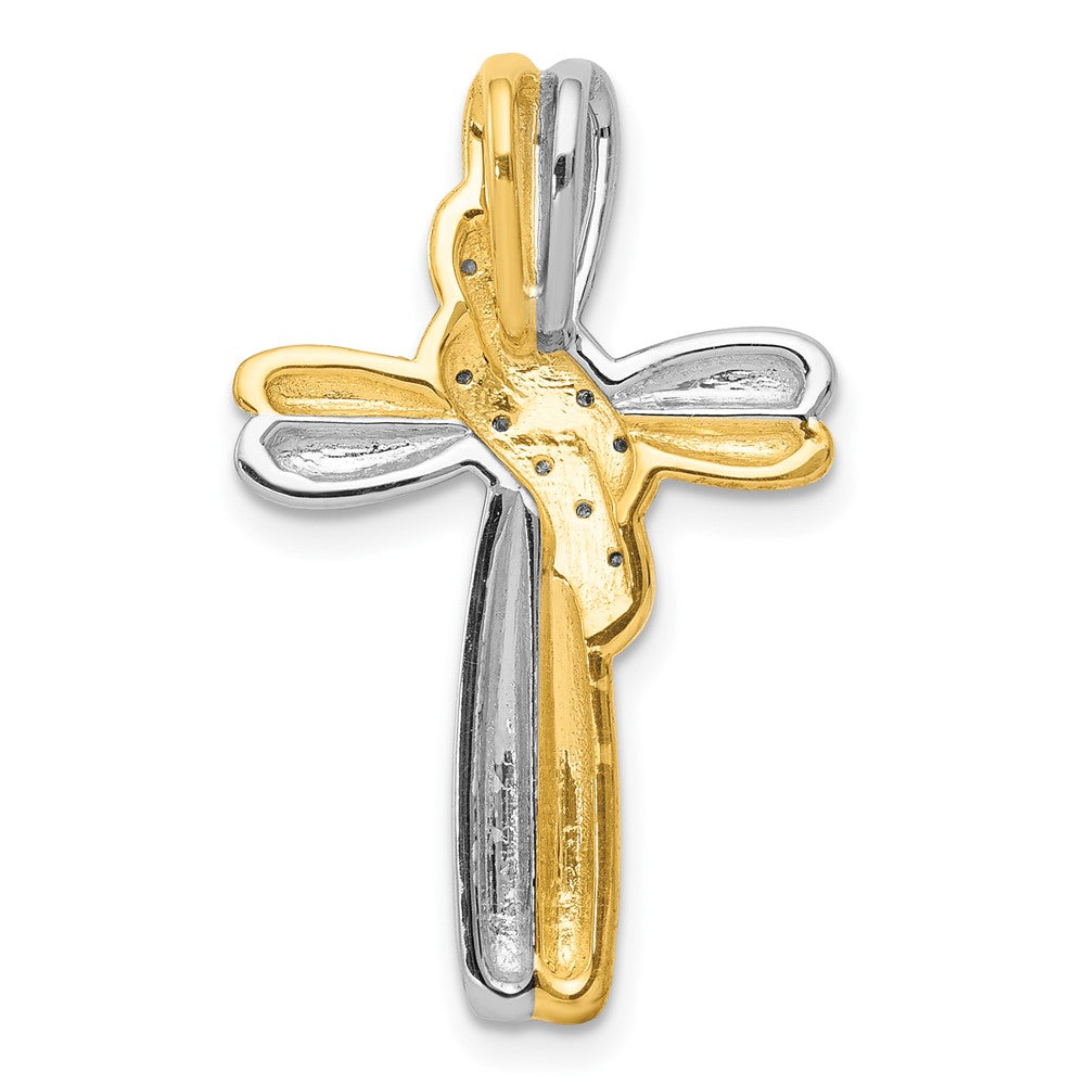 10K Two-tone Diamond Cross Pendant
