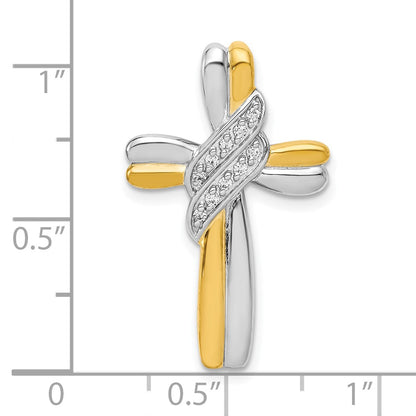 10K Two-tone 1/20 carat Diamond Cross Slide Pendant