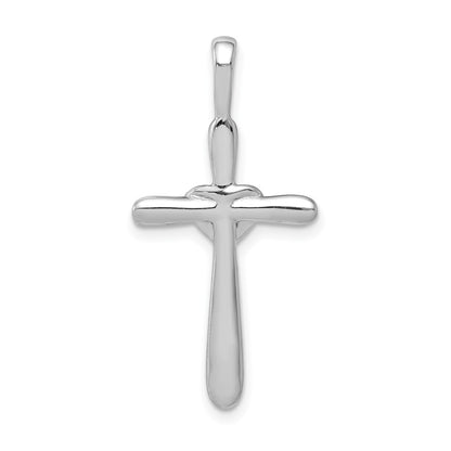 10K White Gold 1/10 carat Diamond Cross with Heart Center Pendant