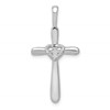 10K White Gold 1/10 carat Diamond Cross with Heart Center Pendant