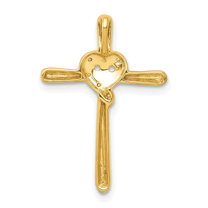 10K .02 carat Diamond Heart Cross Chain Slide