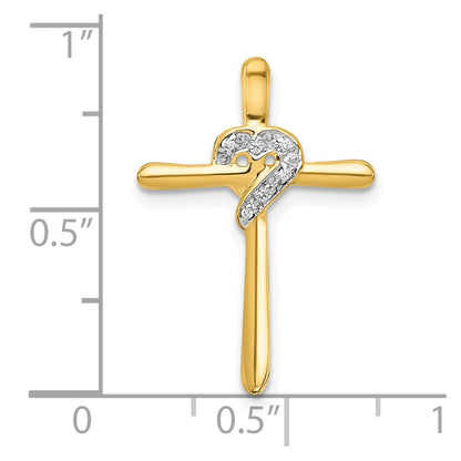 10K .02 carat Diamond Heart Cross Chain Slide