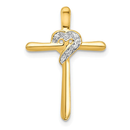 10K .02 carat Diamond Heart Cross Chain Slide