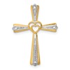 10K and White Rhodium Diamond with Heart Center Cross Chain Slide