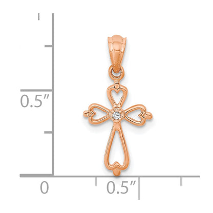 10K Rose Gold Diamond Accented Cross Pendant