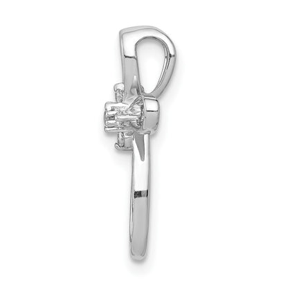 10K White Gold 1/20 carat Diamond Cross Chain Slide