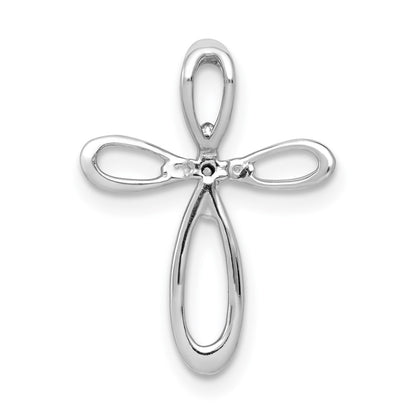 10K White Gold 1/20 carat Diamond Cross Chain Slide