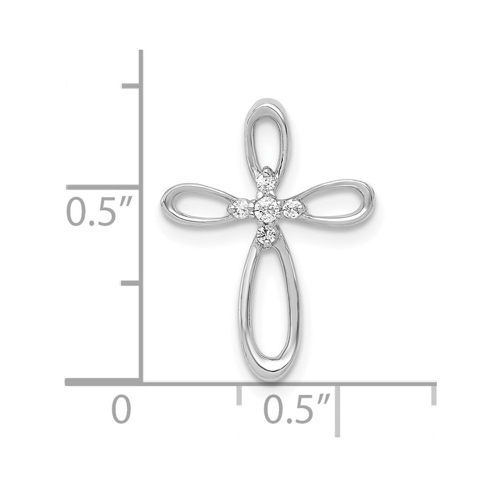 10K White Gold 1/20ct. Diamond Cross Chain Slide