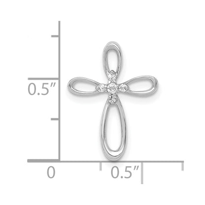 10K White Gold 1/20 carat Diamond Cross Chain Slide