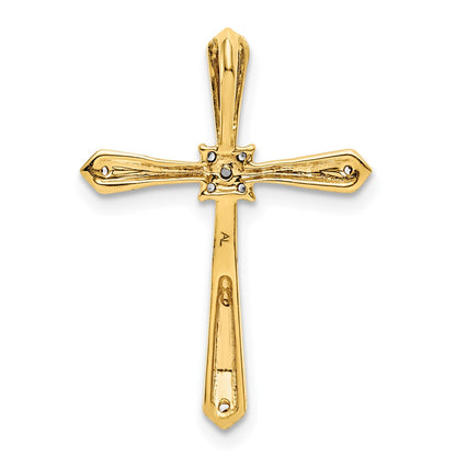 10K and White Rhodium 1/20 carat Diamond Cross Chain Slide