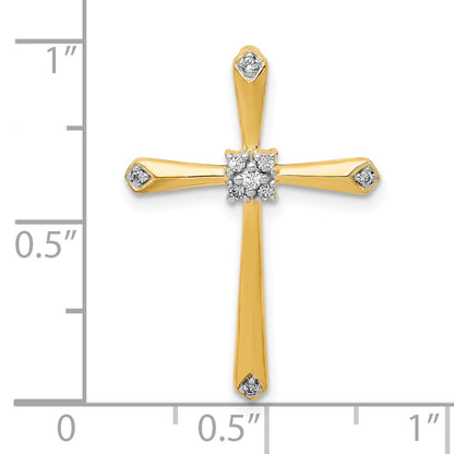 10K and White Rhodium 1/20 carat Diamond Cross Chain Slide