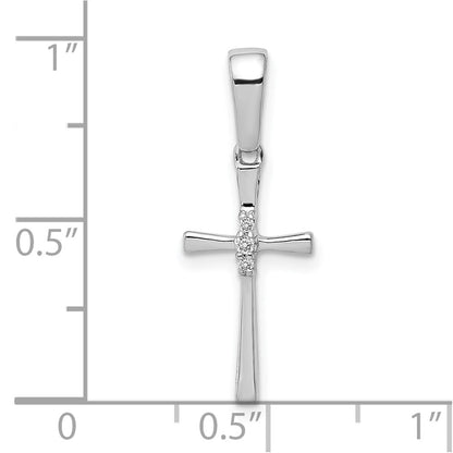 10K White Gold .02 carat Diamond Cross Pendant