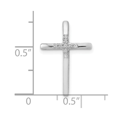 10K White Gold .03ct. Diamond Cross Chain Slide