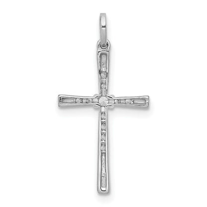 10K White Gold 1/10 carat Diamond Cross Pendant