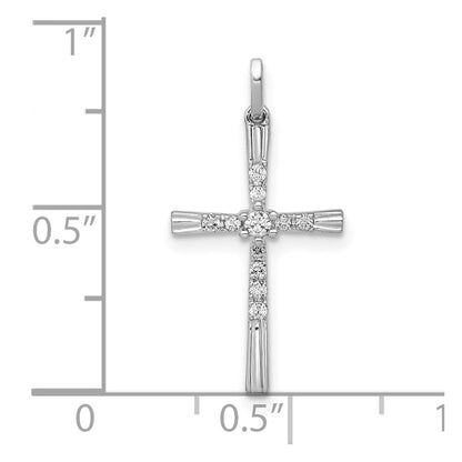 10K White Gold 1/10 carat Diamond Cross Pendant