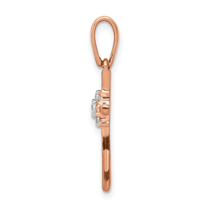 10k Rose Gold .03 carat Diamond Cross Pendant
