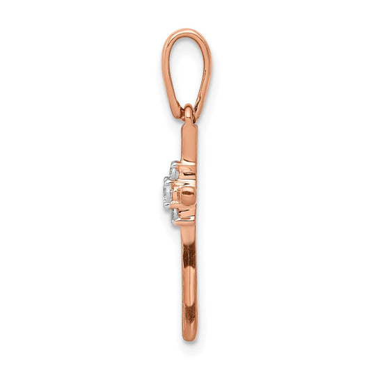 10k Rose Gold .03 carat Diamond Cross Pendant