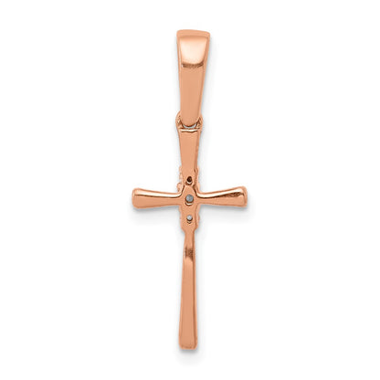 10k Rose Gold .03 carat Diamond Cross Pendant