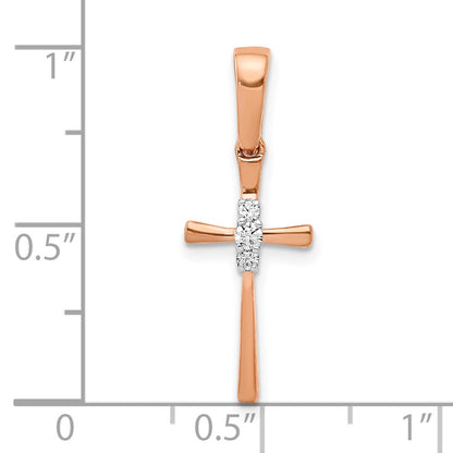 10k Rose Gold .03 carat Diamond Cross Pendant