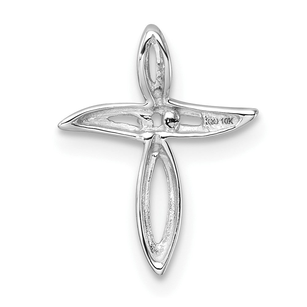10K White Gold Holds 1-1.7mm Diamond Cross Pendant Mounting
