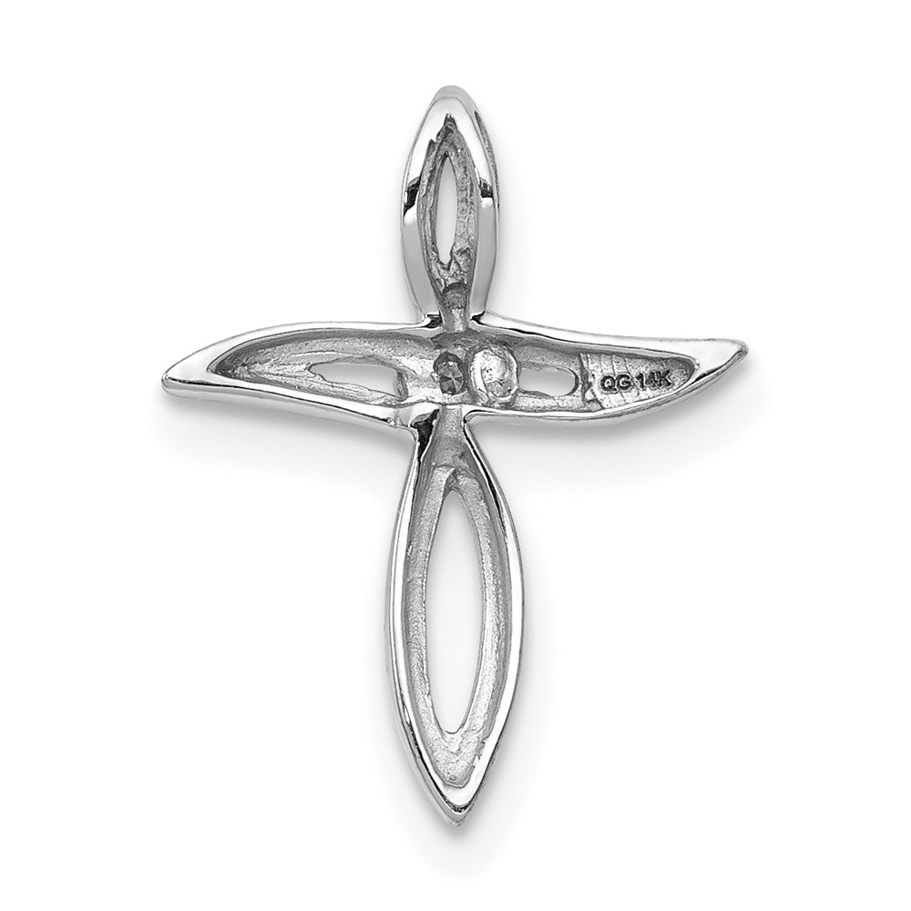 10K White Gold AA Diamond Cross Chain Slide