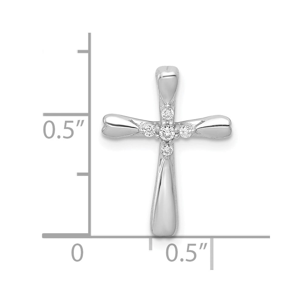 10K White Gold 1/20ct. 5-Stone Diamond Cross Chain Slide