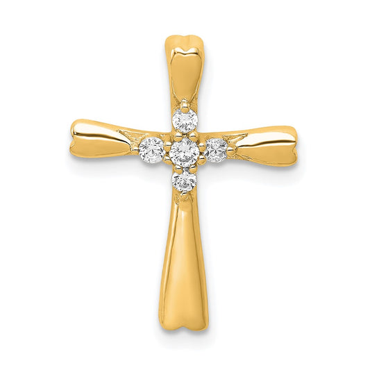 14k 1/10 carat Lab Grown Diamond VS/SI+ G+ Complete Cross Chain Slide Pendant