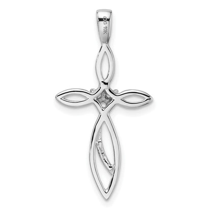 10K White Gold Holds 3-1.5mm Diamond Cross Pendant Mounting