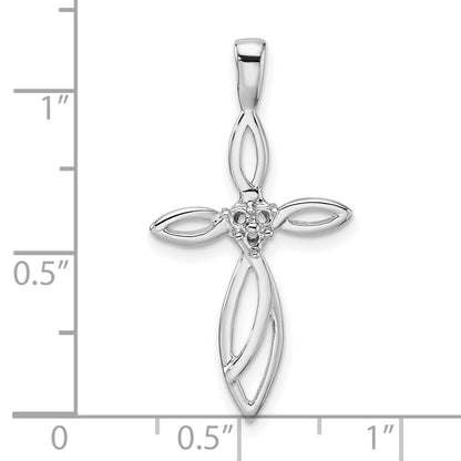 10K White Gold Holds 3-1.5mm Diamond Cross Pendant Mounting